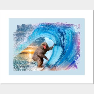 Surfing monkey Posters and Art